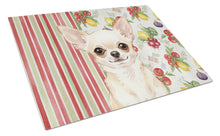 Load image into Gallery viewer, Cream Chihuahua Vegetables Glass Cutting Board