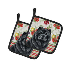 Load image into Gallery viewer, Black Chow Chow Vegetables Pair of Pot Holders