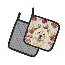 Load image into Gallery viewer, Cream Chow Chow Vegetables Pair of Pot Holders