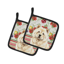 Load image into Gallery viewer, Cream Chow Chow Vegetables Pair of Pot Holders