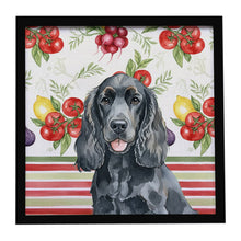 Load image into Gallery viewer, Black Cocker Spaniel Vegetables Framed Metal Print