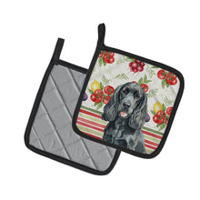 Load image into Gallery viewer, Black Cocker Spaniel Vegetables Pair of Pot Holders