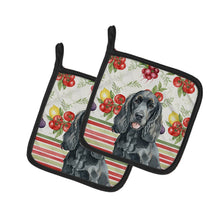Load image into Gallery viewer, Black Cocker Spaniel Vegetables Pair of Pot Holders