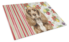 Load image into Gallery viewer, Chocolate Cocker Spaniel Vegetables Glass Cutting Board