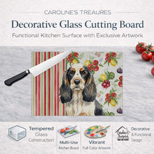 Load image into Gallery viewer, Parti Cocker Spaniel Vegetables Glass Cutting Board