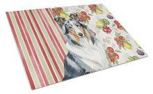 Load image into Gallery viewer, Blue Merle Collie Vegetables Glass Cutting Board