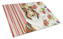 Load image into Gallery viewer, Sable Collie Vegetables Glass Cutting Board