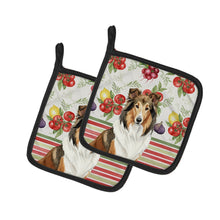 Load image into Gallery viewer, Sable Collie Vegetables Pair of Pot Holders