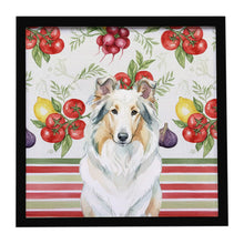 Load image into Gallery viewer, White Collie Vegetables Framed Metal Print