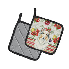 Load image into Gallery viewer, White Collie Vegetables Pair of Pot Holders