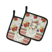 Load image into Gallery viewer, White Collie Vegetables Pair of Pot Holders
