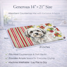 Load image into Gallery viewer, White with Gray Coton de Tulear Vegetables Dish Drying Mat