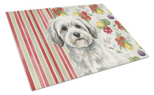 Load image into Gallery viewer, White with Gray Coton de Tulear Vegetables Glass Cutting Board