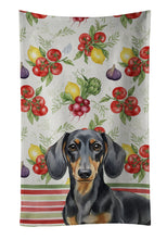 Load image into Gallery viewer, Black and Tan Dachshund Vegetables Kitchen Towel