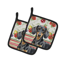 Load image into Gallery viewer, Black and Tan Dachshund Vegetables Pair of Pot Holders