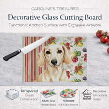 Load image into Gallery viewer, Cream Dachshund Vegetables Glass Cutting Board
