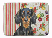 Load image into Gallery viewer, Longhaired Black and Tan Dachshund Vegetables Memory Foam Kitchen Mat