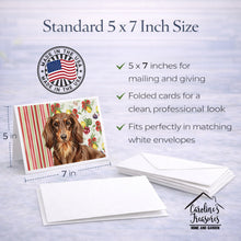 Load image into Gallery viewer, Longhaired Chocolate and Tan Dachshund Vegetables Greeting Cards Pack of 8