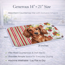 Load image into Gallery viewer, Longhaired Red Dachshund Vegetables Dish Drying Mat