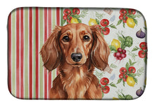 Load image into Gallery viewer, Longhaired Red Dachshund Vegetables Dish Drying Mat