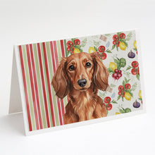 Load image into Gallery viewer, Longhaired Red Dachshund Vegetables Greeting Cards Pack of 8