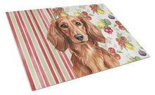 Load image into Gallery viewer, Longhaired Red Dachshund Vegetables Glass Cutting Board
