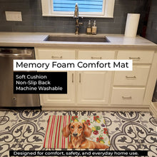 Load image into Gallery viewer, Red Brown Dachshund Vegetables Memory Foam Kitchen Mat