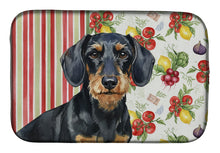 Load image into Gallery viewer, Wirehaired Black and Tan Dachshund Vegetables Dish Drying Mat