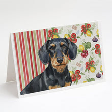 Load image into Gallery viewer, Wirehaired Black and Tan Dachshund Vegetables Greeting Cards Pack of 8