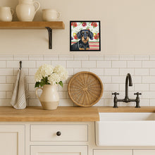 Load image into Gallery viewer, Wirehaired Black and Tan Dachshund Vegetables Framed Metal Print