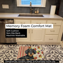 Load image into Gallery viewer, Wirehaired Black and Tan Dachshund Vegetables Memory Foam Kitchen Mat