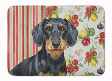Load image into Gallery viewer, Wirehaired Black and Tan Dachshund Vegetables Memory Foam Kitchen Mat
