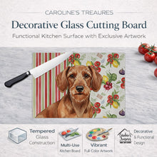Load image into Gallery viewer, Wirehaired Red Dachshund Vegetables Glass Cutting Board