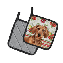 Load image into Gallery viewer, Wirehaired Red Dachshund Vegetables Pair of Pot Holders