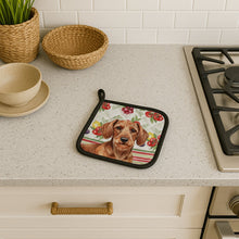Load image into Gallery viewer, Wirehaired Red Dachshund Vegetables Pair of Pot Holders