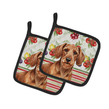 Load image into Gallery viewer, Wirehaired Red Dachshund Vegetables Pair of Pot Holders