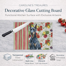 Load image into Gallery viewer, Blue Doberman Pinscher Vegetables Glass Cutting Board