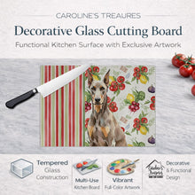 Load image into Gallery viewer, Fawn Doberman Pinscher Vegetables Glass Cutting Board