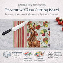Load image into Gallery viewer, Red Doberman Pinscher Vegetables Glass Cutting Board