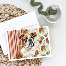 Load image into Gallery viewer, Brindle and White English Bulldog Vegetables Greeting Cards Pack of 8