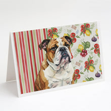 Load image into Gallery viewer, Brindle and White English Bulldog Vegetables Greeting Cards Pack of 8