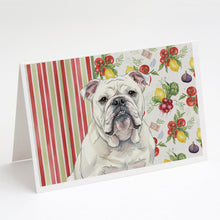 Load image into Gallery viewer, White English Bulldog Vegetables Greeting Cards Pack of 8