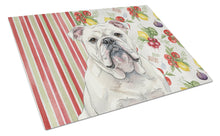 Load image into Gallery viewer, White English Bulldog Vegetables Glass Cutting Board
