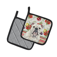 Load image into Gallery viewer, White English Bulldog Vegetables Pair of Pot Holders