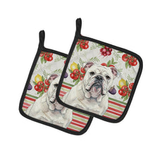 Load image into Gallery viewer, White English Bulldog Vegetables Pair of Pot Holders