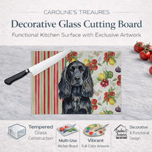 Load image into Gallery viewer, Black English Cocker Spaniel Vegetables Glass Cutting Board