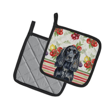 Load image into Gallery viewer, Black English Cocker Spaniel Vegetables Pair of Pot Holders