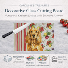 Load image into Gallery viewer, Golden English Cocker Spaniel Vegetables Glass Cutting Board