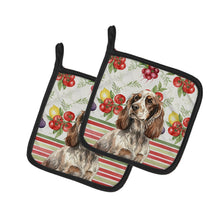 Load image into Gallery viewer, Liver Roan English Cocker Spaniel Vegetables Pair of Pot Holders