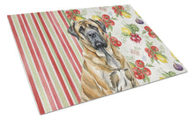 Load image into Gallery viewer, Brindle English Mastiff Vegetables Glass Cutting Board